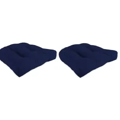 New Kirklands Home Navy Tufted Outdoor Chair Cushions, Set of 2 Blue