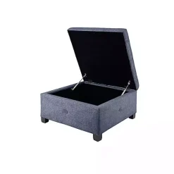 Sale Kirklands Home Navy Tufted Square Storage Ottoman Blue
