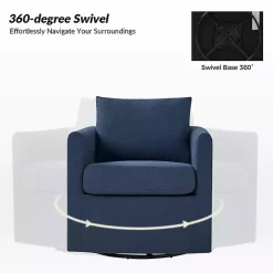 Discount Kirklands Home Navy Upholstered Vasser Slipcover Swivel Chair Blue