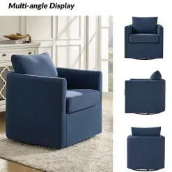 Discount Kirklands Home Navy Upholstered Vasser Slipcover Swivel Chair Blue