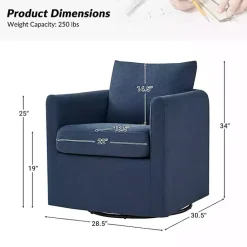 Discount Kirklands Home Navy Upholstered Vasser Slipcover Swivel Chair Blue