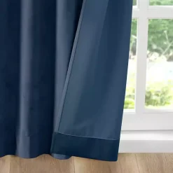Kirklands Home Navy Velvet Greta Curtain Panel Set, 84 in. Blue