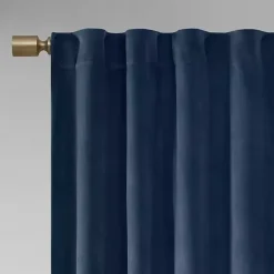 Outlet Kirklands Home Navy Velvet Greta Curtain Panel Set, 95 in. Blue
