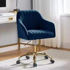Outlet Kirklands Home Navy Velvet Swivel Jacyln Office Chair Blue