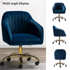 Outlet Kirklands Home Navy Velvet Swivel Jacyln Office Chair Blue