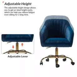 Outlet Kirklands Home Navy Velvet Swivel Jacyln Office Chair Blue