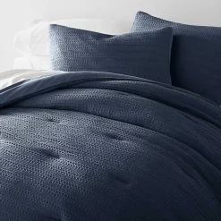 New Kirklands Home Navy Waffle Ultra-Soft 3-pc. Queen Comforter Set Blue