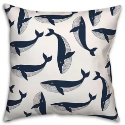 Discount Kirklands Home Navy Whale Outdoor Pillow