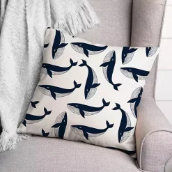 Discount Kirklands Home Navy Whale Outdoor Pillow