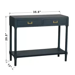 Hot Kirklands Home Navy Wood 2-Drawer Layla Console Table Blue