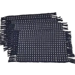 New Kirklands Home Navy Woven Dashed Placemats, Set of 4 Blue