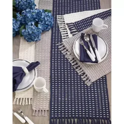New Kirklands Home Navy Woven Dashed Placemats, Set of 4 Blue