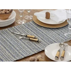 Kirklands Home Navy Woven Line Stripe Table Runner