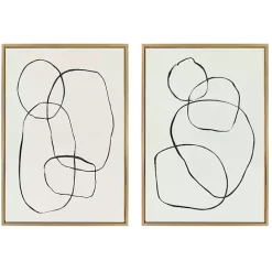 New Kirklands Home Neutral Circles Framed Canvas Art Prints, Set of 2