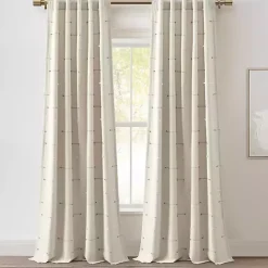 Outlet Kirklands Home Neutral Clipped Stripe Curtain Panel Set, 84 in. Tan