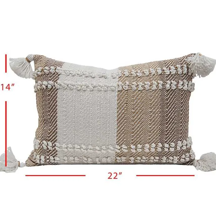 Hot Kirklands Home Neutral Colorblock Outdoor Lumbar Pillow