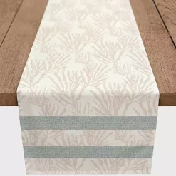 New Kirklands Home Neutral Coral Stripe Table Runner, 90 in.
