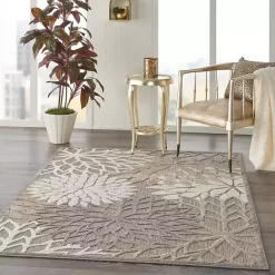 Kirklands Home Neutral Floral Burst Outdoor Area Rug, 5x7