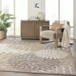 Online Kirklands Home Neutral Floral Burst Outdoor Area Rug, 7x10