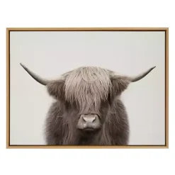 Hot Kirklands Home Neutral Highland Cow Framed Canvas Print, 28x38 Brown