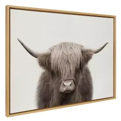 Hot Kirklands Home Neutral Highland Cow Framed Canvas Print, 28x38 Brown