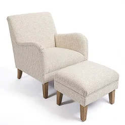 Online Kirklands Home Neutral Houndstooth 2-pc. Chair and Ottoman Set Tan