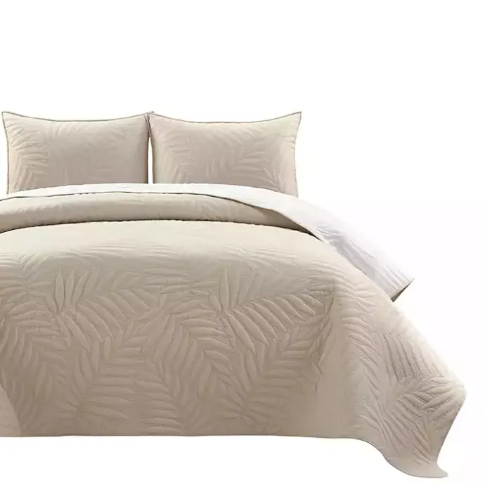 Kirklands Home Neutral Leaf Reversible 3-pc. Cali King Quilt Set