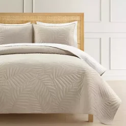 Kirklands Home Neutral Leaf Reversible 3-pc. Cali King Quilt Set