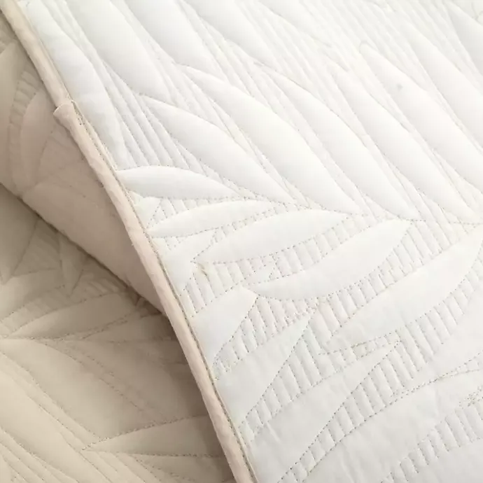 Kirklands Home Neutral Leaf Reversible 3-pc. Cali King Quilt Set