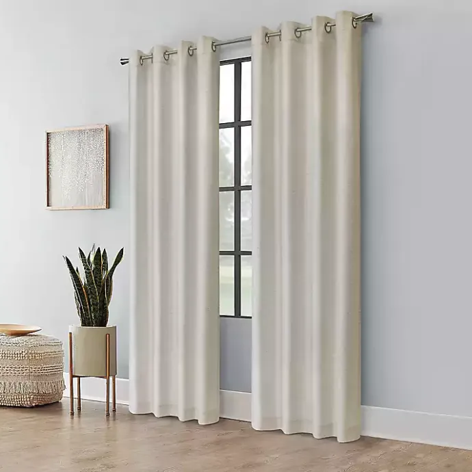 Outlet Kirklands Home Neutral Light Filtering Curtain Panel, 63 in. Ivory
