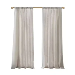 Online Kirklands Home Neutral Linen Blend Curtain Panel Set, 84 in Tan