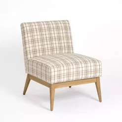 Online Kirklands Home Neutral Plaid Slipper Accent Chair