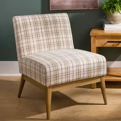Online Kirklands Home Neutral Plaid Slipper Accent Chair