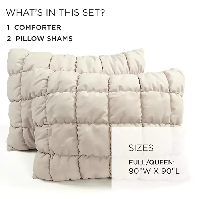 Best Kirklands Home Neutral Puff 3-pc. Full/Queen Comforter Set Tan