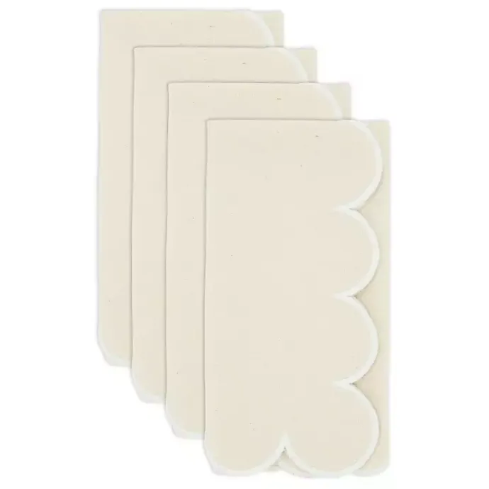 Sale Kirklands Home Neutral Scalloped Edge Napkins, Set of 4 Tan