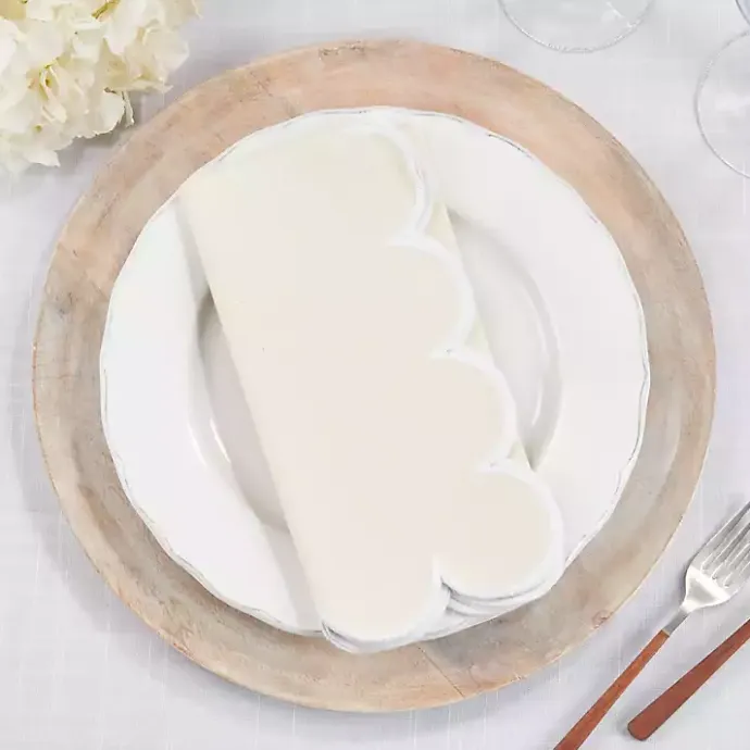 Sale Kirklands Home Neutral Scalloped Edge Napkins, Set of 4 Tan