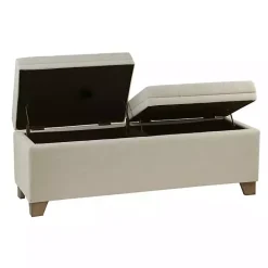 New Kirklands Home Neutral Split Seat Jackson Storage Bench Ivory