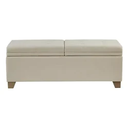 New Kirklands Home Neutral Split Seat Jackson Storage Bench Ivory