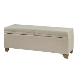 New Kirklands Home Neutral Split Seat Jackson Storage Bench Ivory