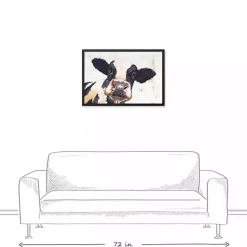 Hot Kirklands Home Neutral Staring Cow Framed Canvas Art Print