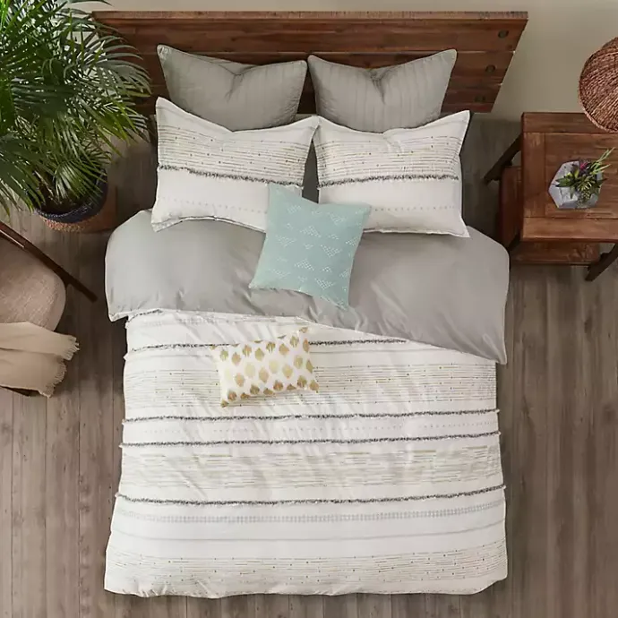 Outlet Kirklands Home Neutral Stripe King 3-pc. Comforter Set