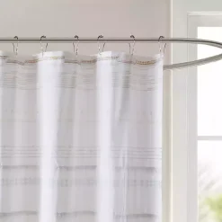 Discount Kirklands Home Neutral Striped Boho Cotton Shower Curtain