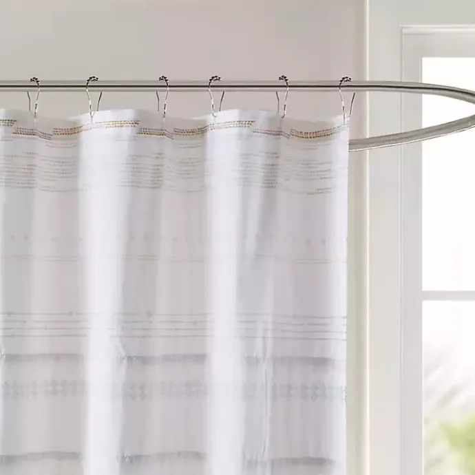 Discount Kirklands Home Neutral Striped Boho Cotton Shower Curtain