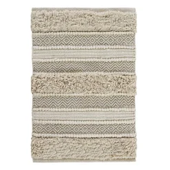 Outlet Kirklands Home Neutral Tufted Stripes Woven Bath Mat Brown