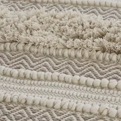 Outlet Kirklands Home Neutral Tufted Stripes Woven Bath Mat Brown