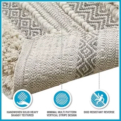 Outlet Kirklands Home Neutral Tufted Stripes Woven Bath Mat Brown