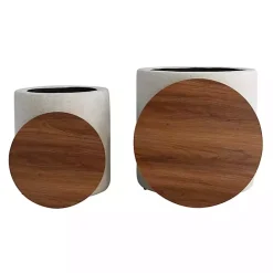 New Kirklands Home Neutral Upholstered Nesting Ottomans, Set of 2 Ivory