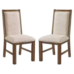 Hot Kirklands Home Neutral Upholstered Oak Dining Chairs, Set of 2 Tan
