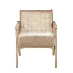 New Kirklands Home Neutral Wheat Mid-Century Modern Accent Chair Tan