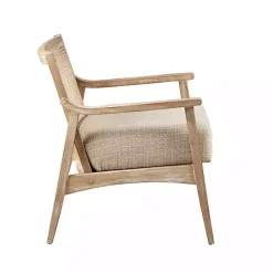 New Kirklands Home Neutral Wheat Mid-Century Modern Accent Chair Tan